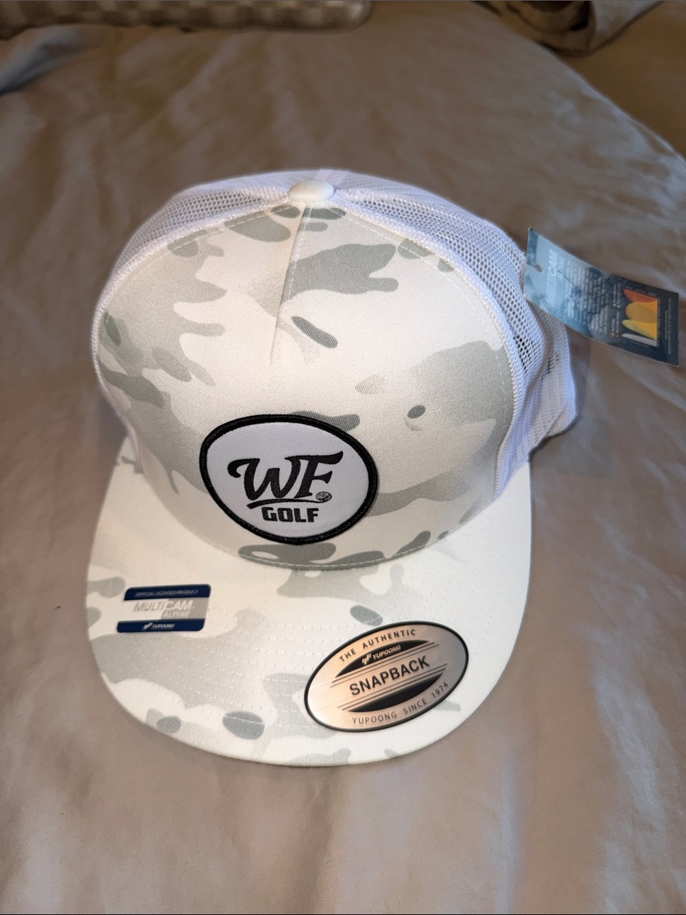 WF Golf White Camo Snapback Trucker Hat